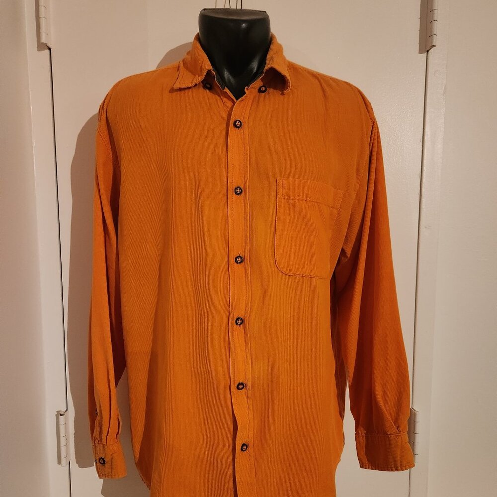Men's Orange button up shirt